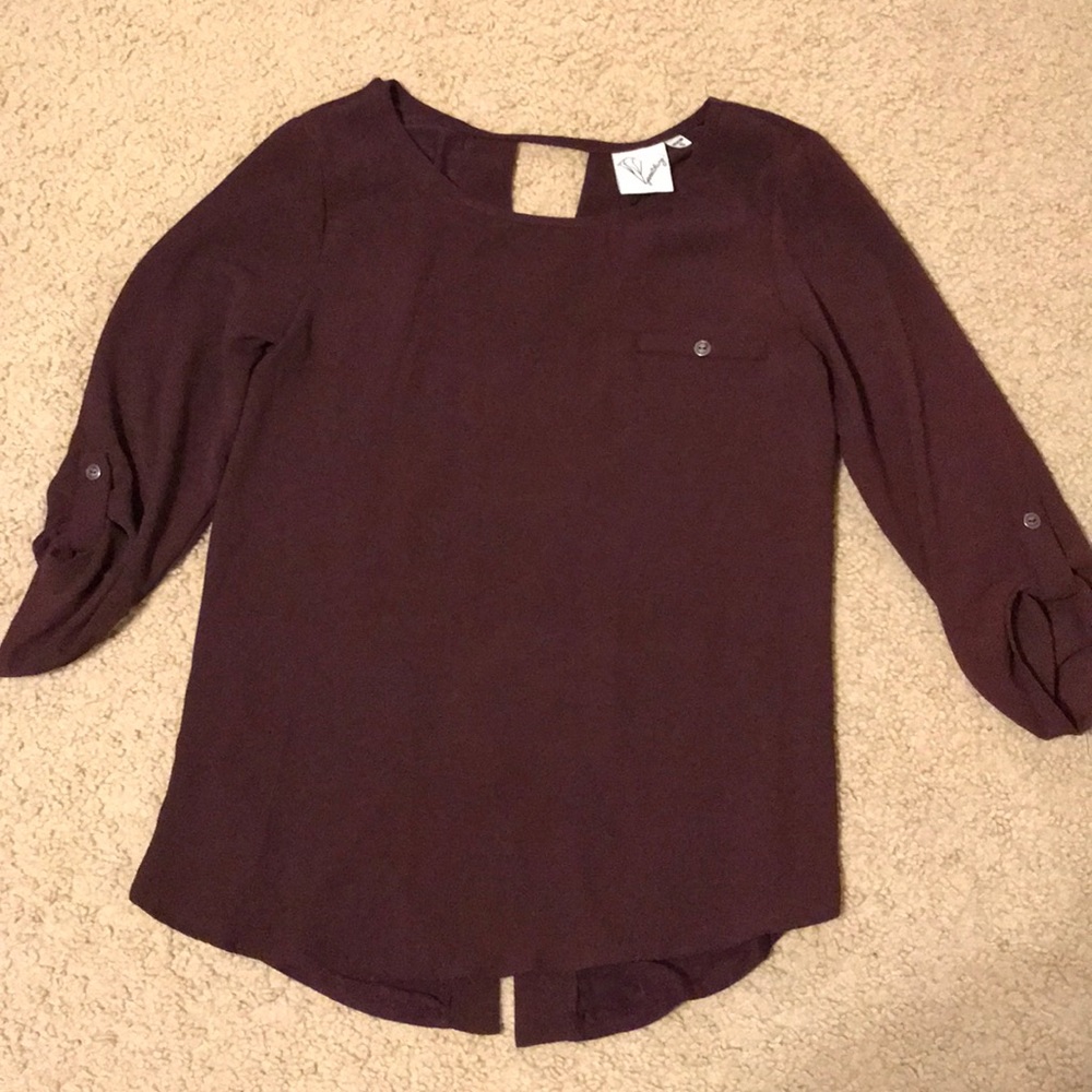 Janet Chung maroon blouse